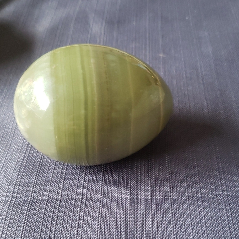 3"x2" Natural Green Onyx Egg Gemstone Mineral, Afghanistan